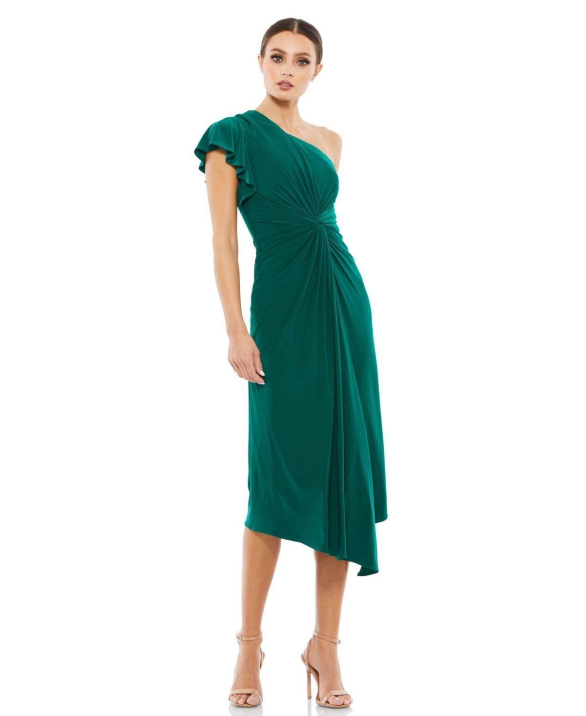 Mac Duggal Womens One Shoulder Midi Length Jersey Dress Product Image