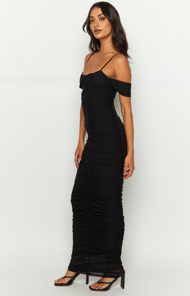 Cordelia Black Mesh Formal Maxi Dress Product Image