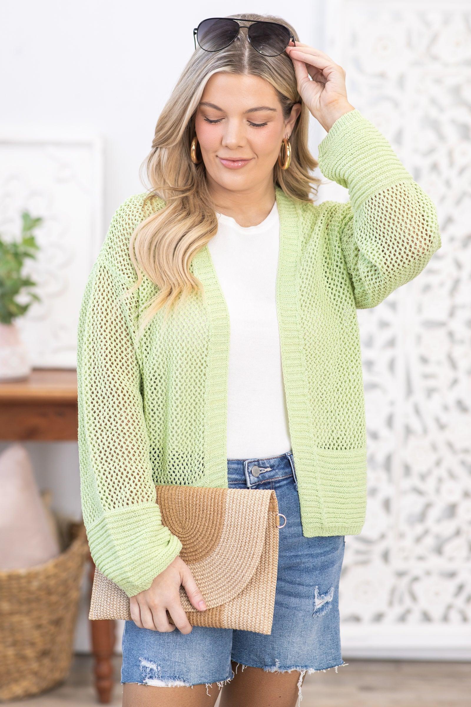 Light Green Hallow Knitted Cardigan Product Image