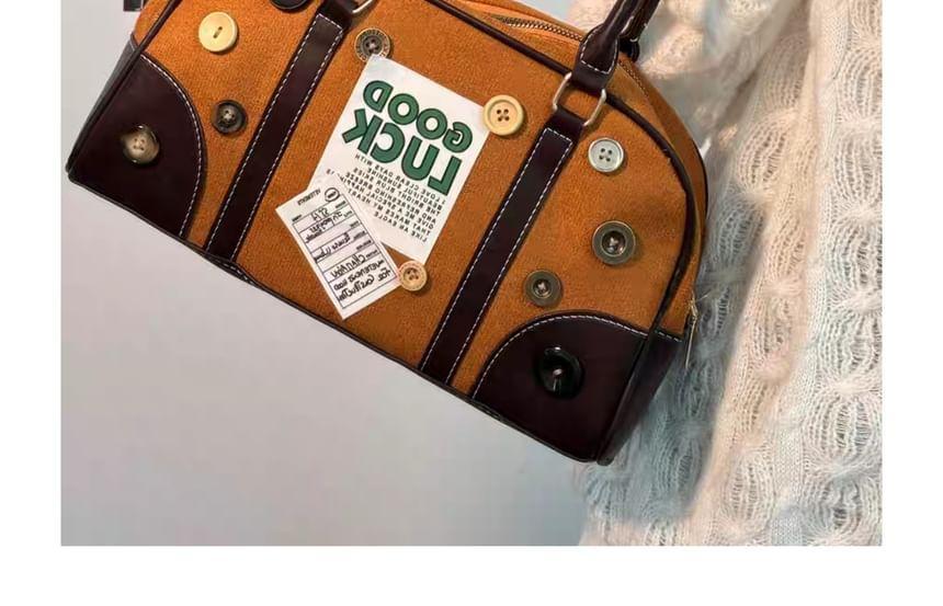 Lettering Button Bowler Bag Product Image