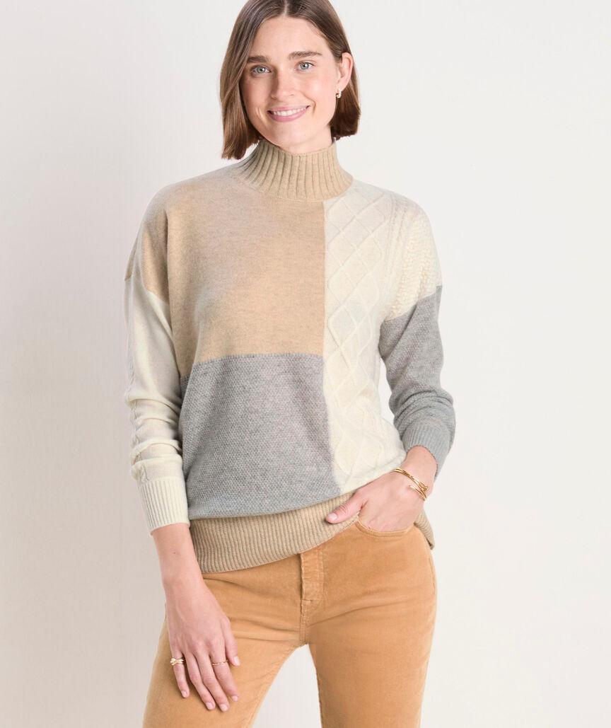 Cashmere Patchwork Mockneck Sweater Product Image