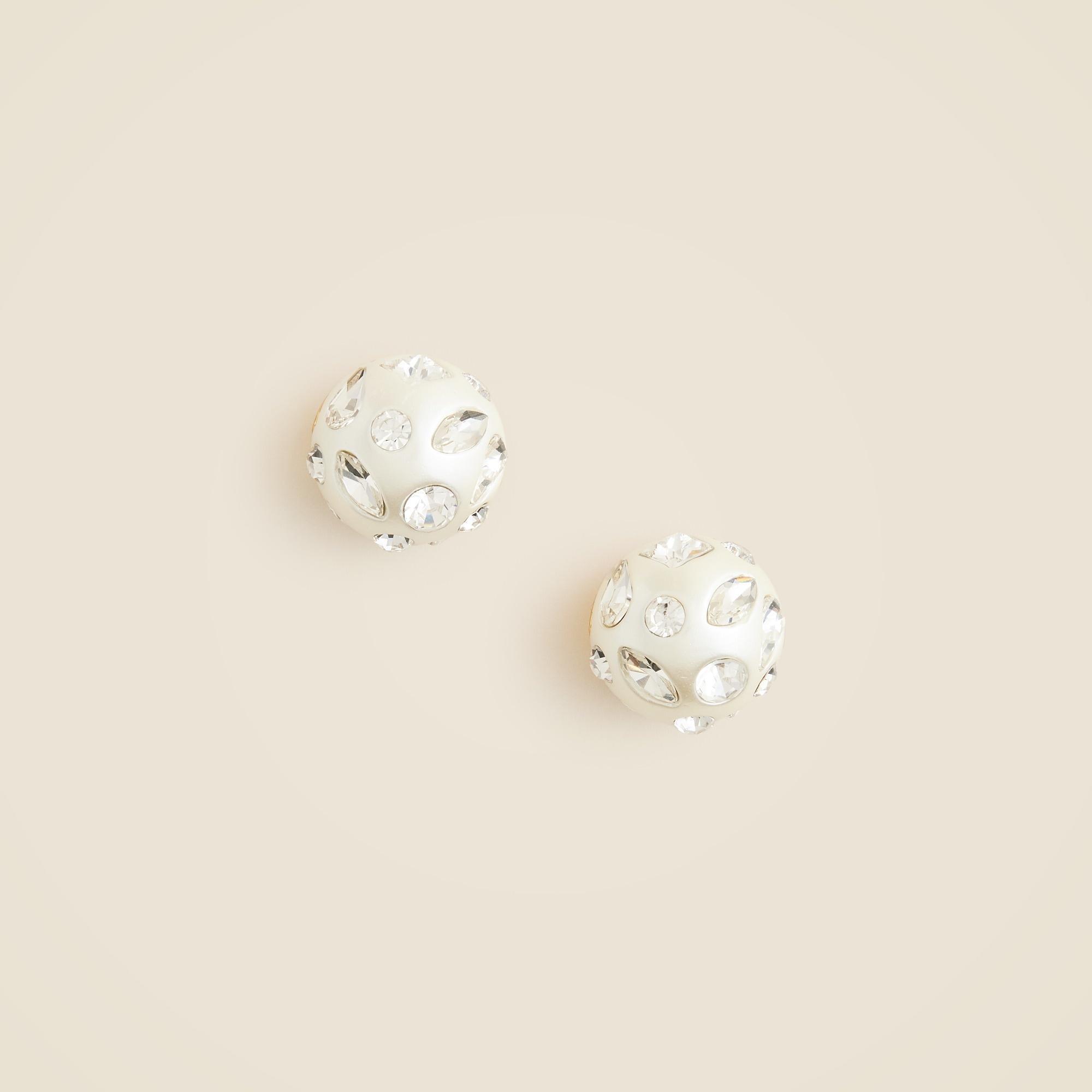 Crystal-embellished pearl stud earrings Product Image