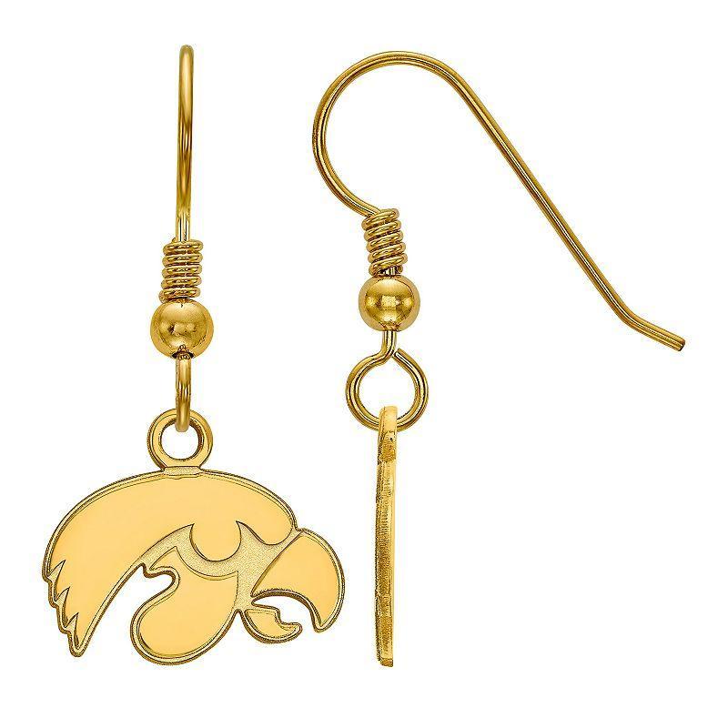 LogoArt Sterling Silver 14k Gold Plated Iowa Hawkeyes XS Dangle Earrings, Womens Product Image