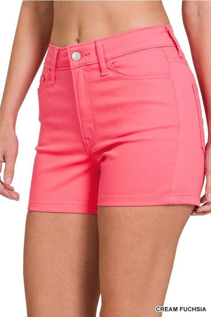 High Rise Color Jean Shorts Product Image