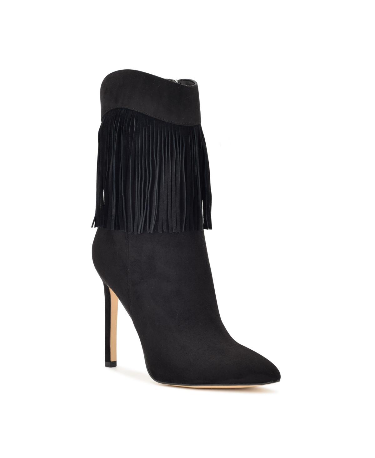 Nine West Tries Womens Fringe Ankle Boots Ivory Product Image