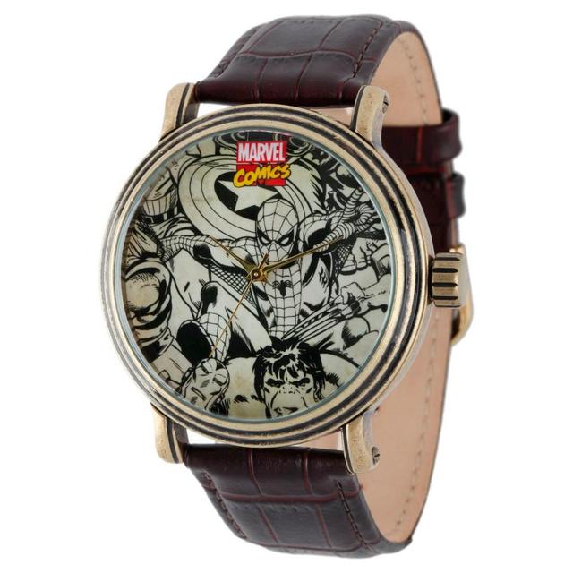 Mens Marvel Spider-Man, Iron Man, Hulk and Captain America Vintage Antique Alloy Watch - Brown Product Image