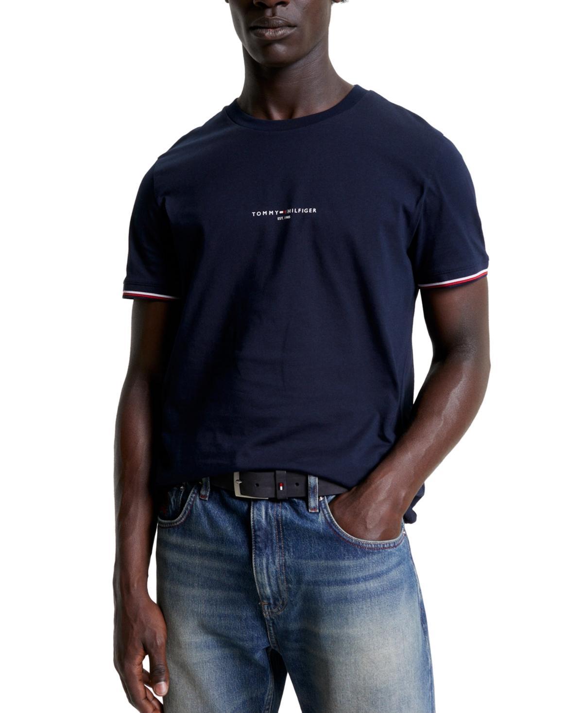 Tommy Hilfiger Mens Tommy Logo-Tipped Cotton T-Shirt Product Image