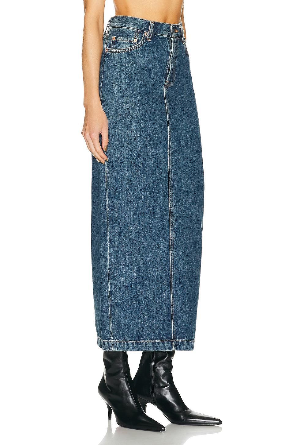 WARDROBE.NYC Denim Column Skirt in Blue Product Image