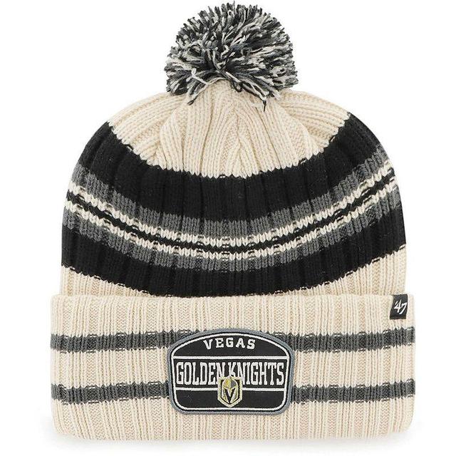 Mens 47 Cream Vegas Golden Knights Hone PatchCuffed Knit Hat with Pom Product Image