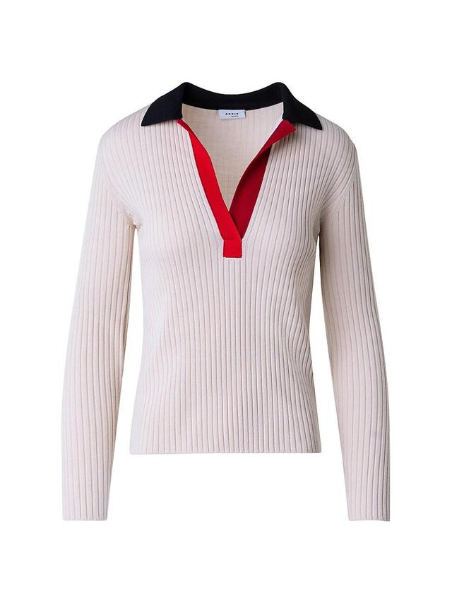 Womens Colorblocked Virgin Wool Pullover Sweater Product Image