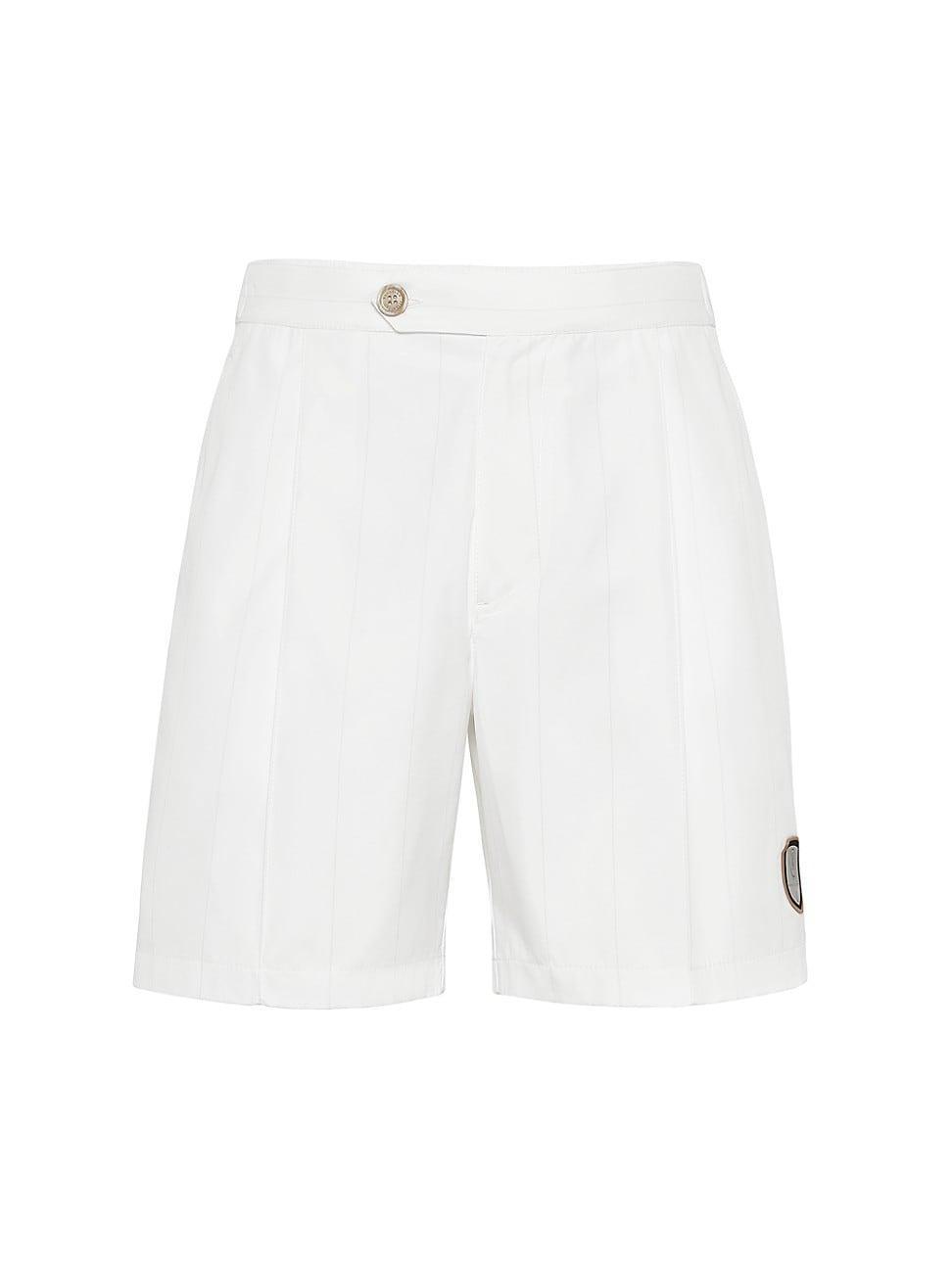 Mens Chalk Stripe Nylon Pleated Bermuda Shorts Product Image