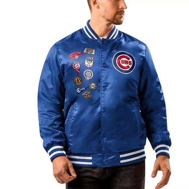 Mens Starter Royal Chicago Cubs Patch Full-Snap Jacket Product Image