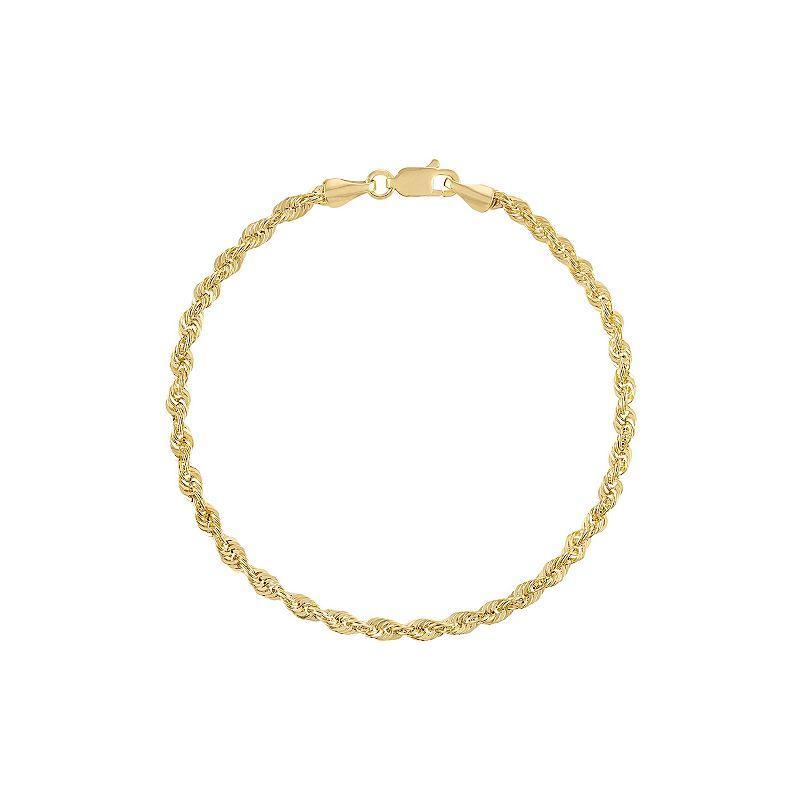 Jordan Blue 14k Gold 3.1 mm Rope Chain Bracelet, Womens Yellow Product Image