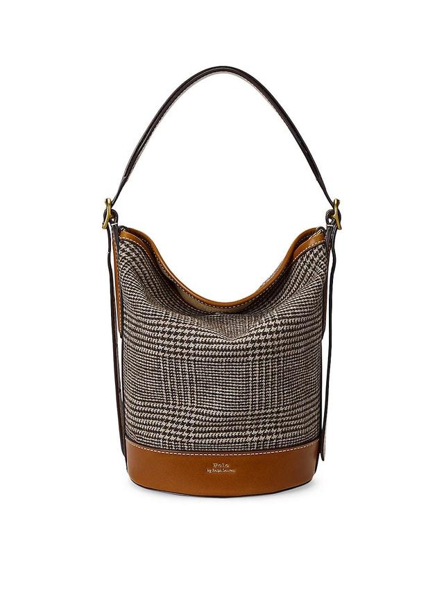 Womens Wool Glen Plaid & Suede Bucket Bag Product Image