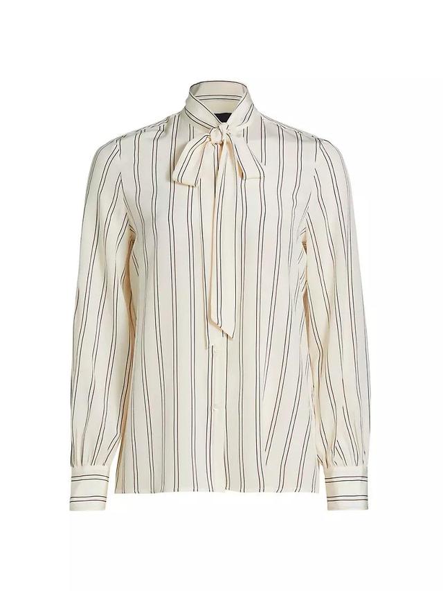 Irina Striped Silk Tieneck Top Product Image