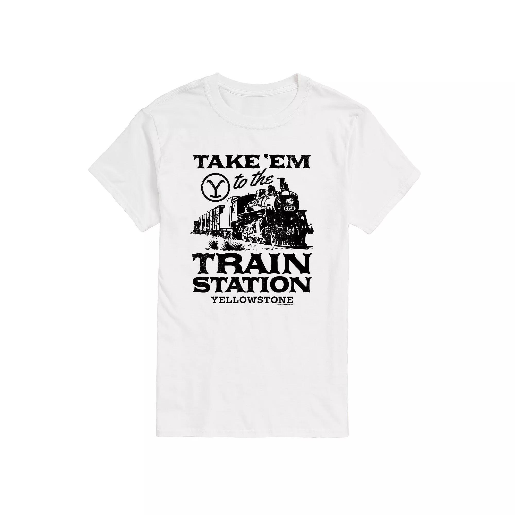 Big & Tall Yellowstone Train Station Tee, Men's, Size: 4XB, White Product Image