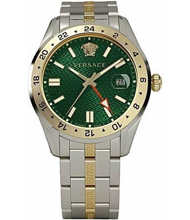 Versace Mens Swiss Greca Time Gmt Two-Tone Stainless Steel Bracelet Watch 41mm Product Image