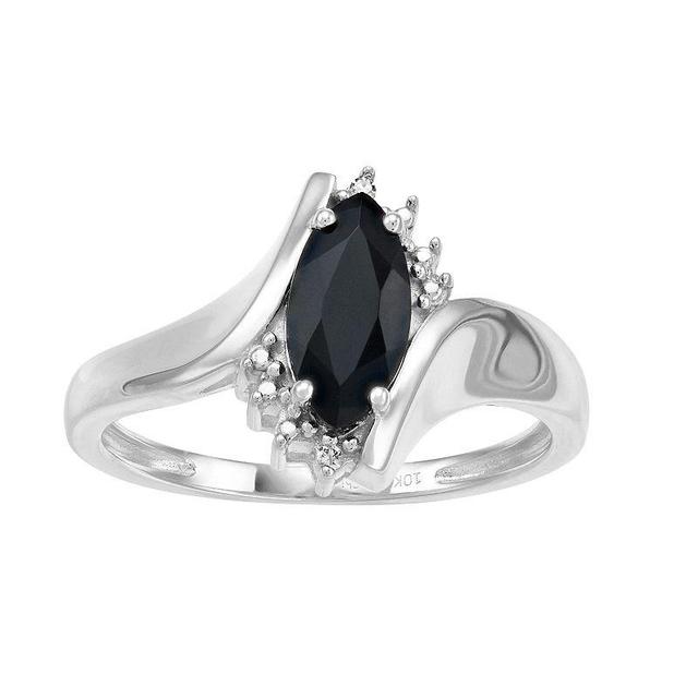 Gemminded 10k Gold Onyx & Diamond Accent Bypass Ring, Womens White Product Image