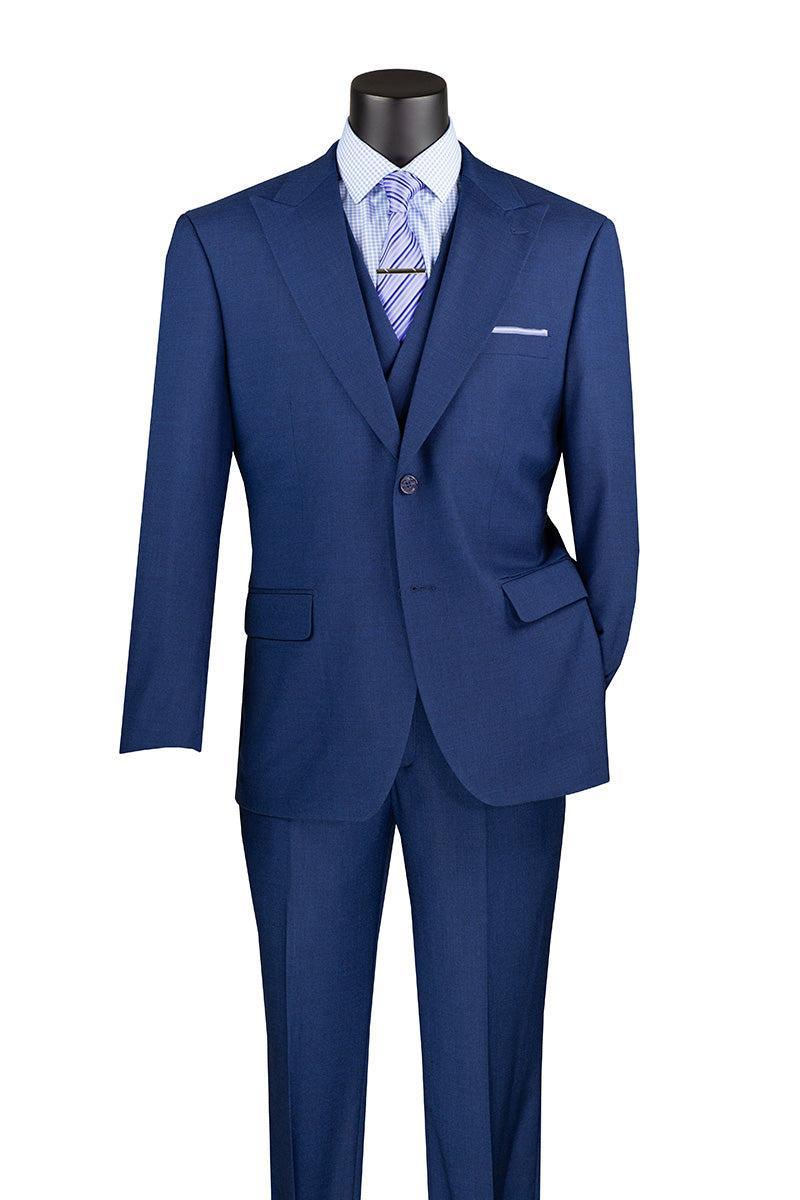 Navy Modern Fit 3 Piece Suit with Vest and Adjustable Waist Band Pants Product Image