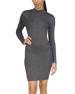 Womens Metallic Long-Sleeve Minidress Product Image