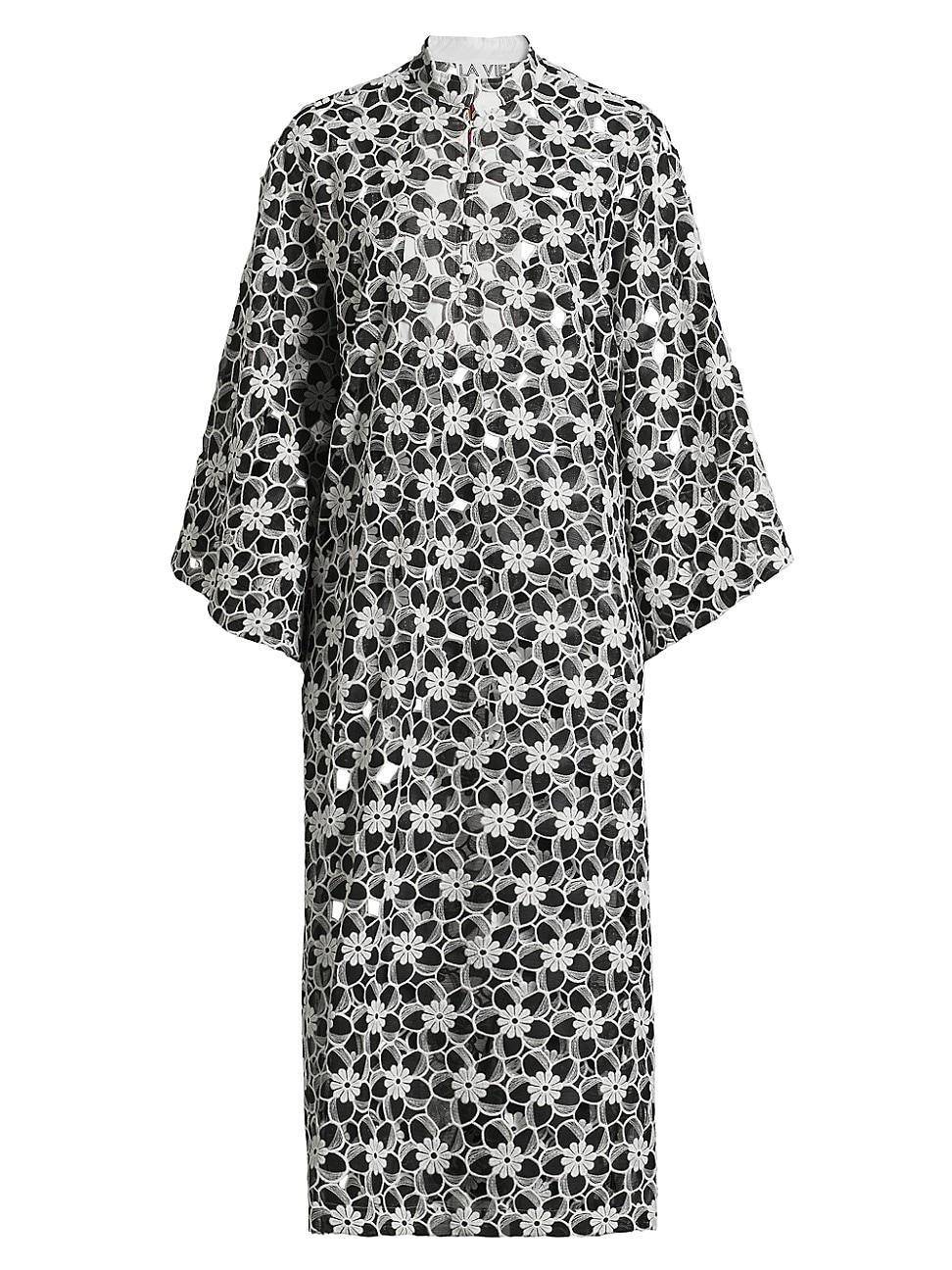 Womens Floral Embroidered Midi-Caftan Product Image