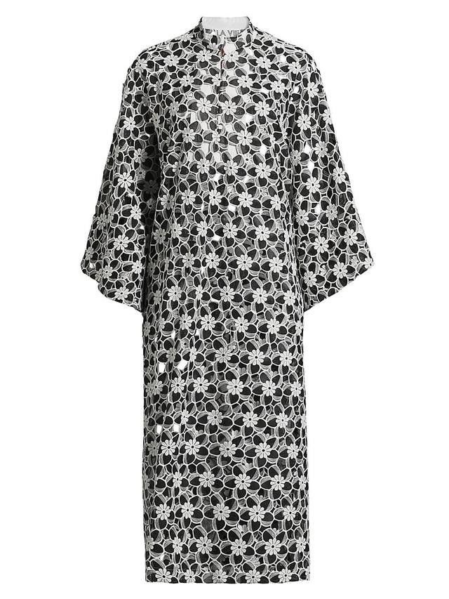 Womens Floral Embroidered Midi-Caftan Product Image