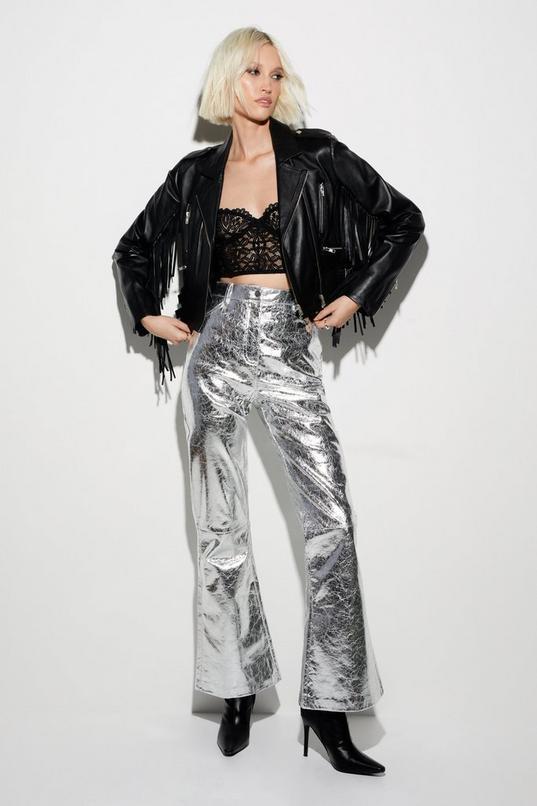 Metallic Crackle Flare Pants Product Image