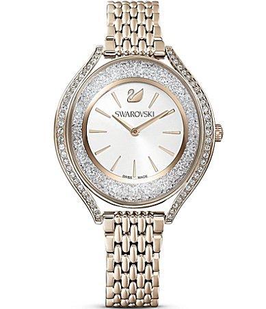 Swarovski Womens Swiss Crystalline Aura Gold-Tone Stainless Steel Pvd Bracelet Watch 35mm Product Image