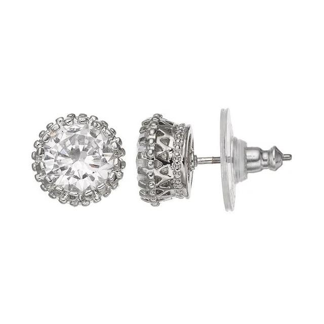 Vieste Simulated Crystal Crown Stud Earrings, Womens, Clear Product Image