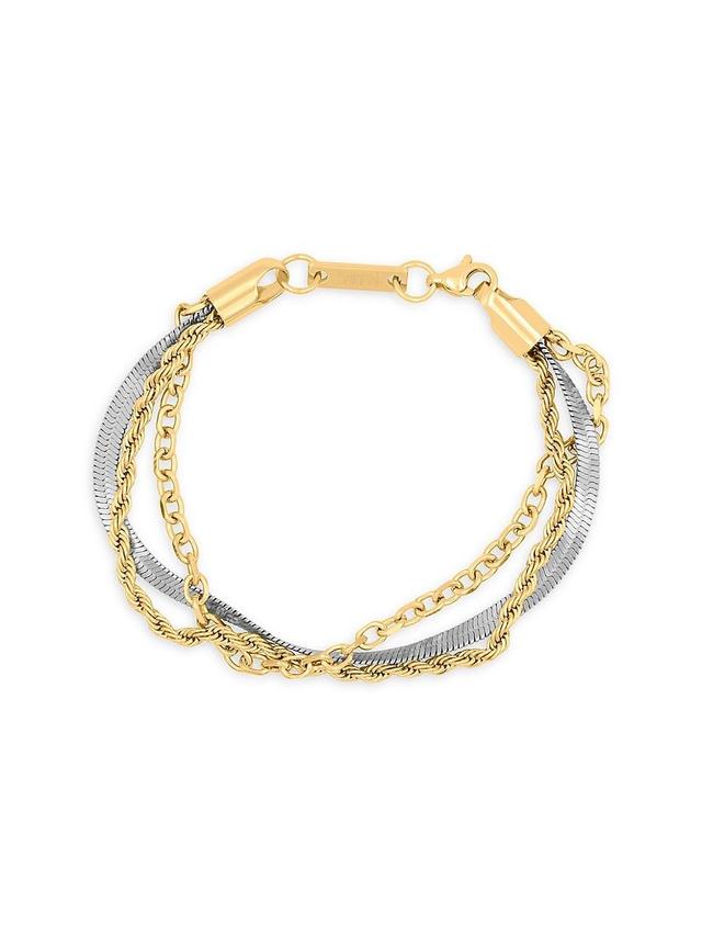 Womens Essentials A Trois Two-Tone 18K Gold-Plated Layered Bracelet Product Image