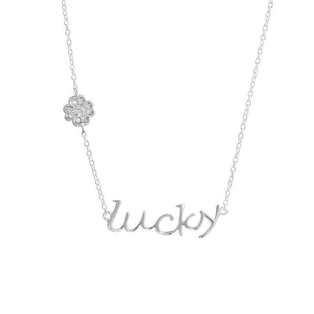 Main and Sterling Sterling Silver Cubic Zirconia Lucky Clover Necklace, Womens Pink Tone Product Image