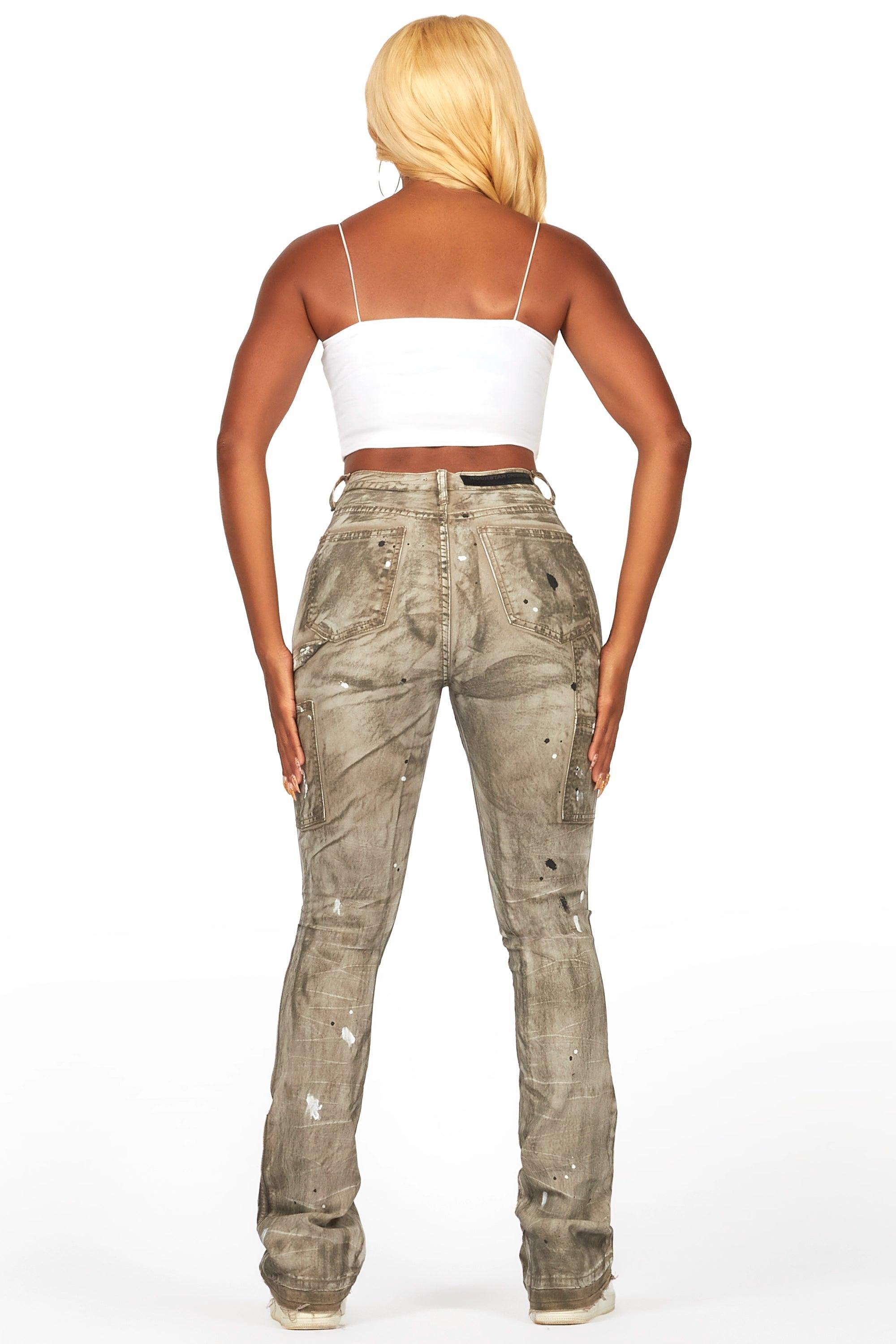 Miesha Brown Stacked Flare Jean Female Product Image