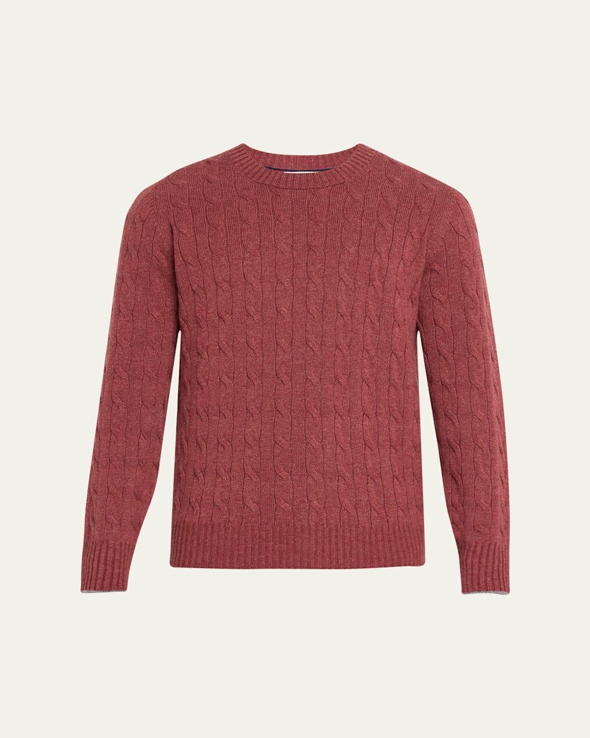 Mens Cashmere Cable Knit Crewneck Sweater Product Image