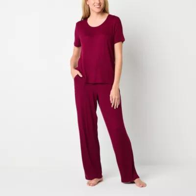 Liz Claiborne Cool and Calm Womens Pointelle Short Sleeve 2-pc. Pant Pajama Set Product Image