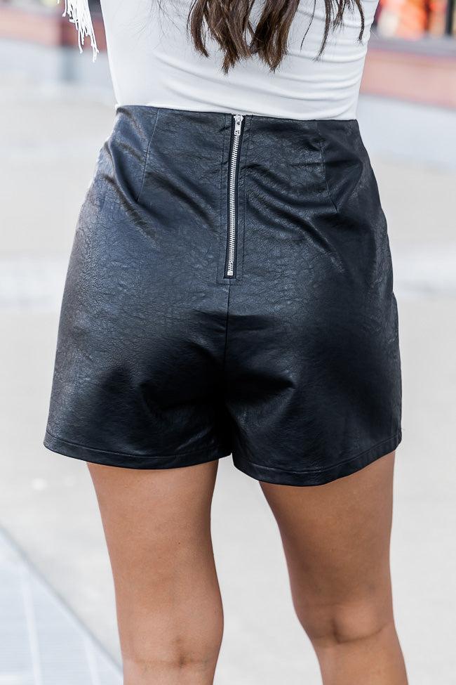 Rockin' Years Black Faux Leather Skort Product Image