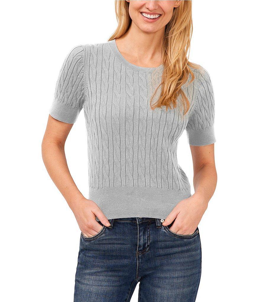 CeCe Crew Neck Short Sleeve Sweater Product Image