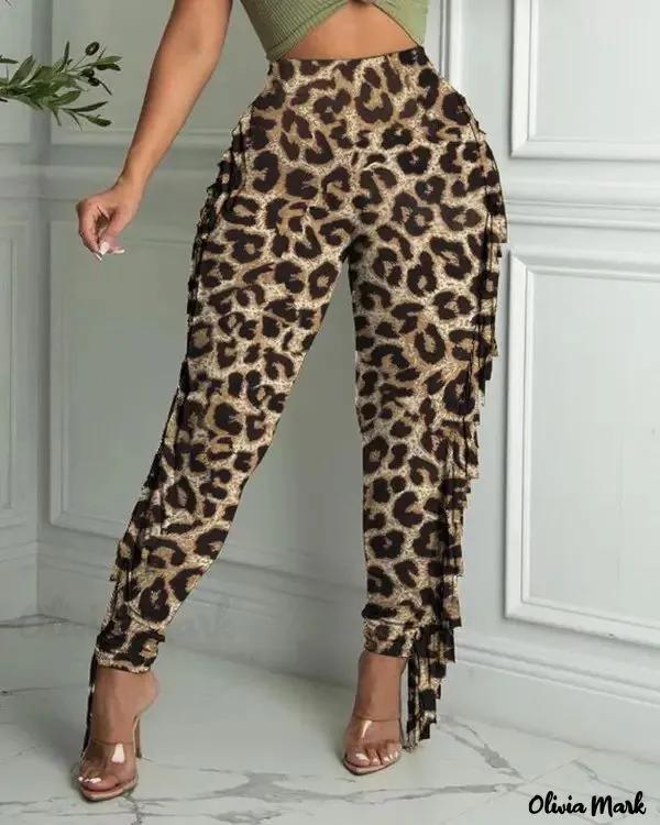 Olivia Mark – Leopard Print High Waisted Skinny Pants product image