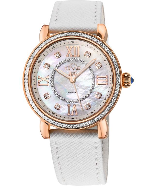 GV2 by Gevril Womens Marsala Swiss Quartz White Faux Leather Watch 37mm Product Image