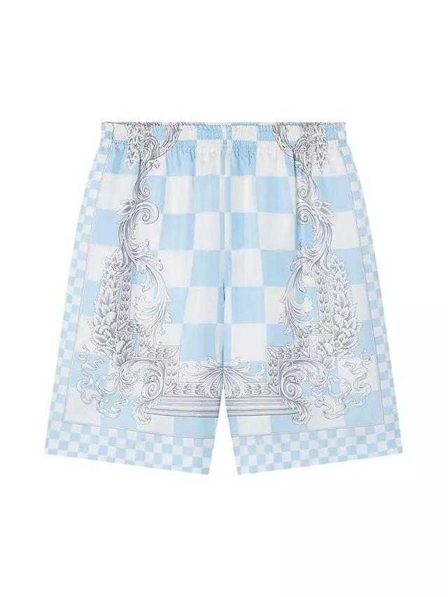 Medusa & Checked Silk Shorts Product Image