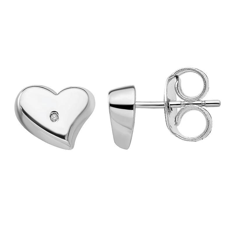 White Ice Sterling Silver Diamond Accent Heart Earrings, Womens Product Image