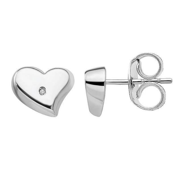 White Ice Sterling Silver Diamond Accent Heart Earrings, Womens Product Image