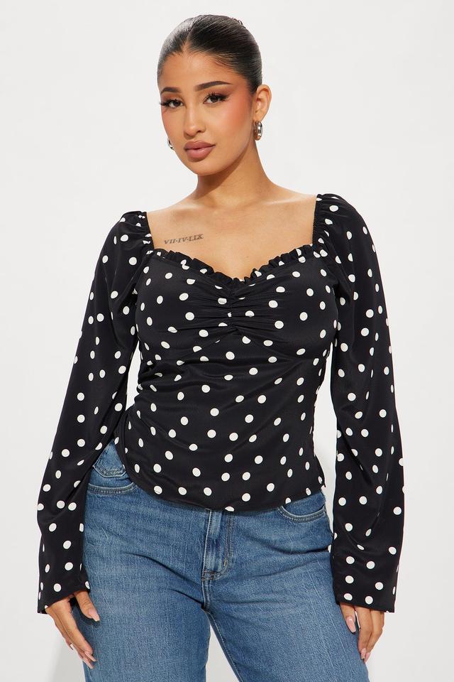 Take Me Away Blouse Top - Black/White Product Image