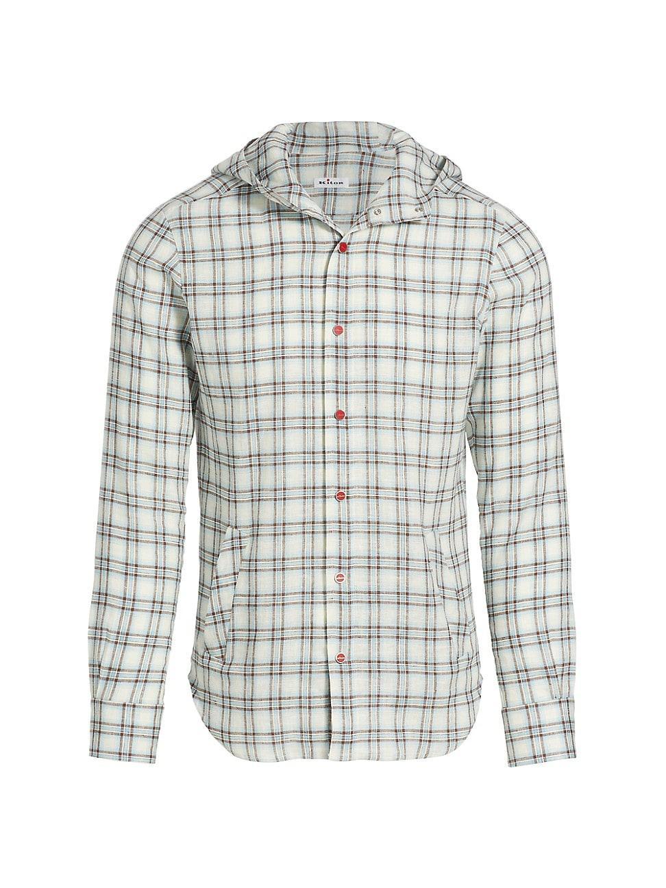 Mens Mariano Plaid Linen Hooded Shirt Product Image