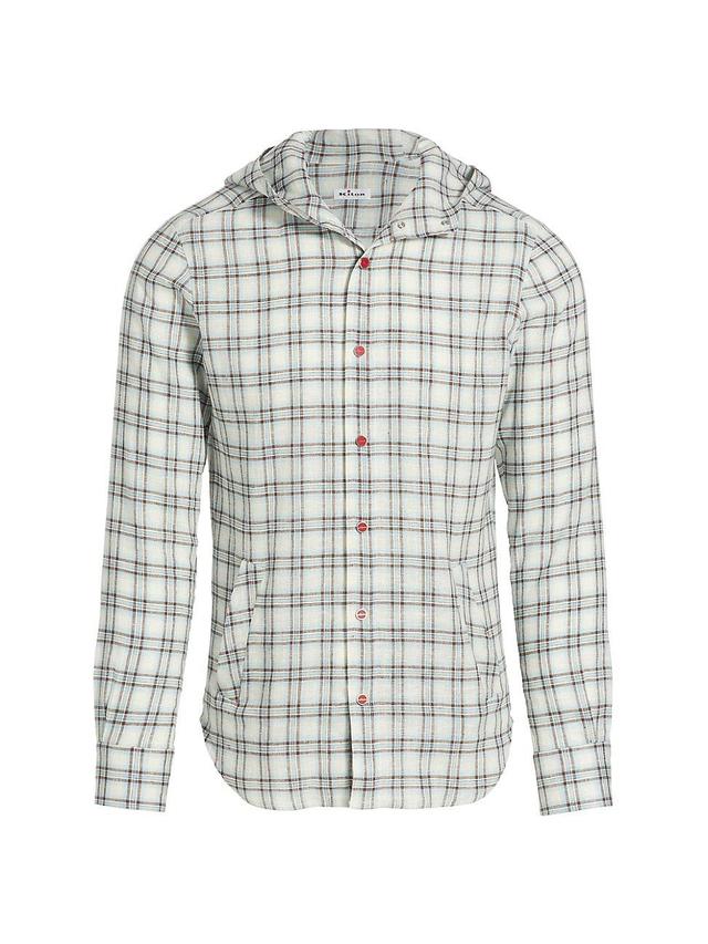 Mens Mariano Plaid Linen Hooded Shirt Product Image