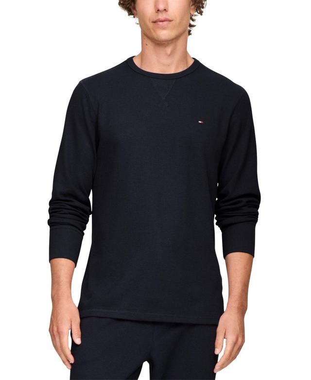 Tommy Hilfiger Waffle Sleep Long Sleeve Crew Neck (Deep Blue) Men's Pajama Product Image