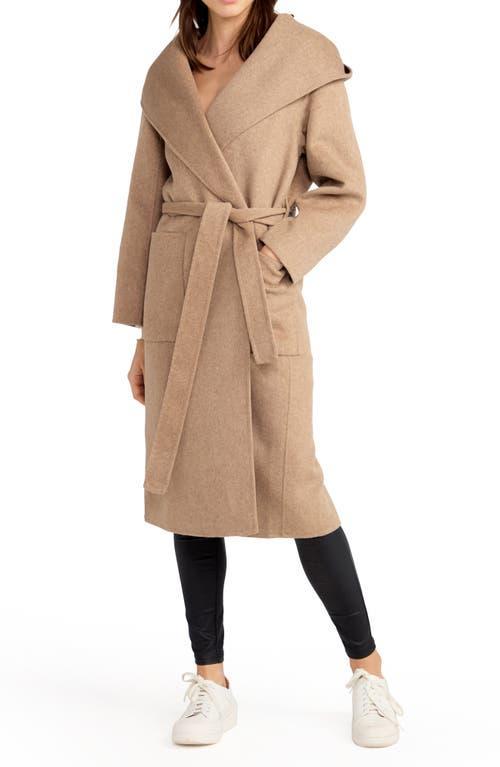 BELLE AND BLOOM Arcadia Oversize Belted Hooded Wool Blend Coat Product Image