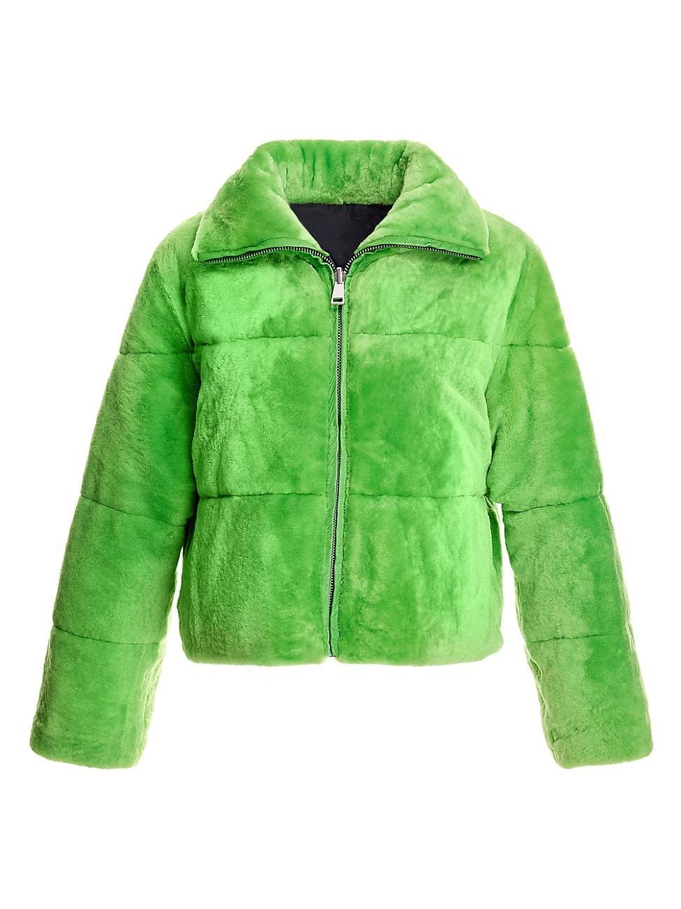 Womens Reversible Quilted Shearling Jacket Product Image