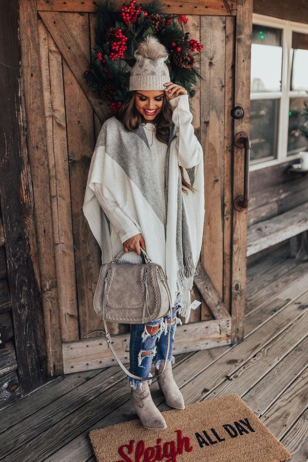 Snowy Dawn Poncho In Grey Product Image