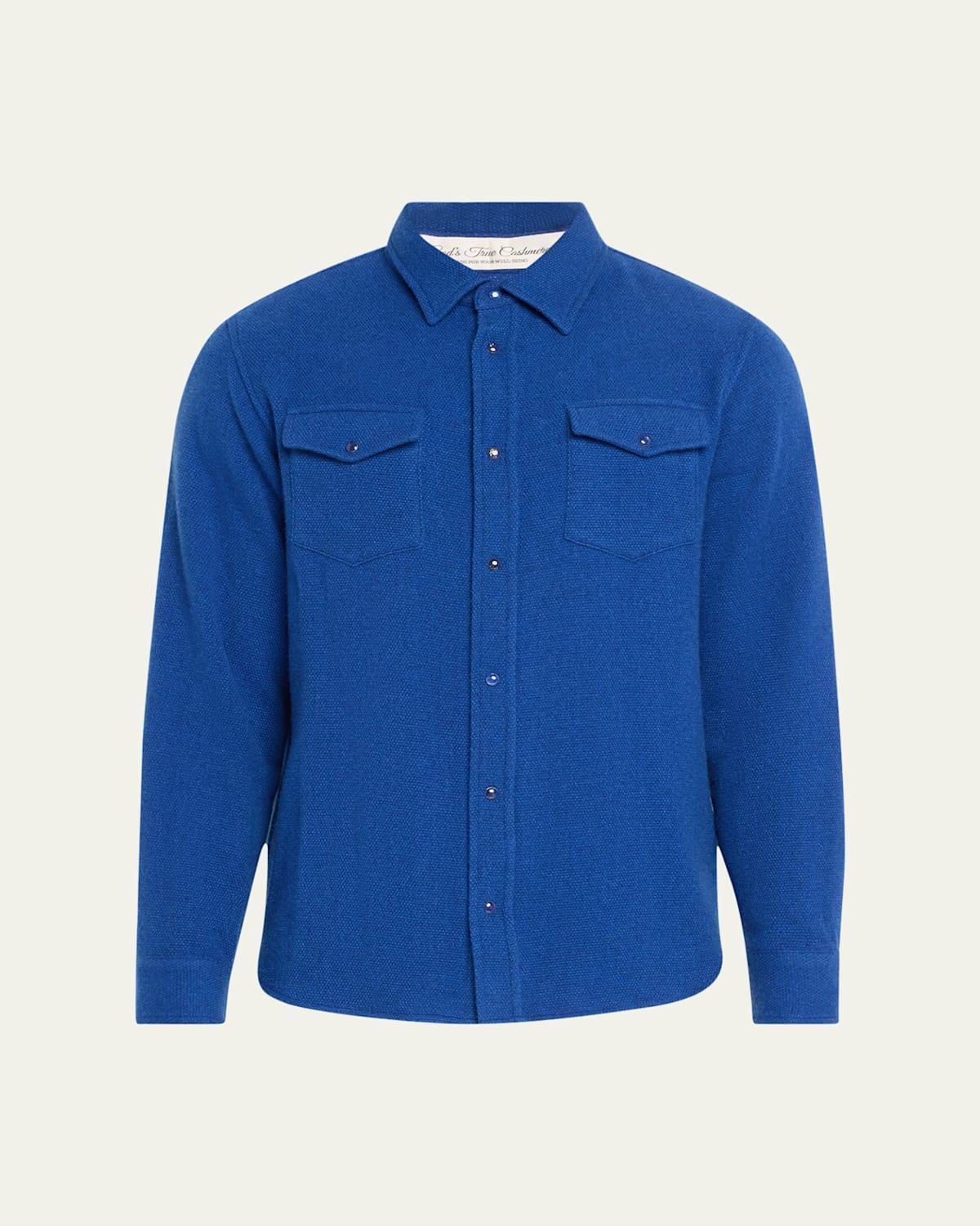 Mens Cashmere Shirt with Lapis Lazuli Snaps Product Image