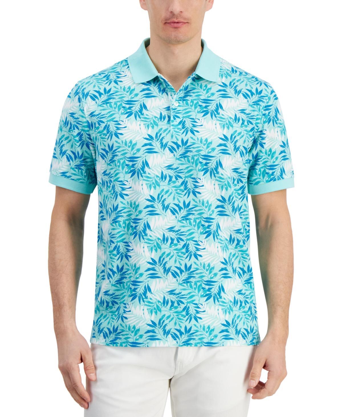 Club Room Mens Dello Textured Short Sleeve Leaf-Print Performance Polo Shirt, Created for Macys Product Image